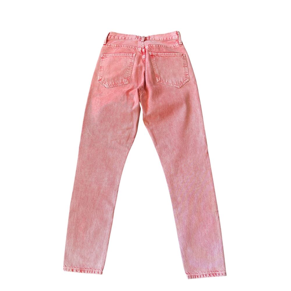 AGOLDE Jamie High Rise Classic Jean Tangerine Orange Acid Wash